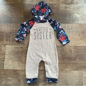 Little Sister floral hooded romper onepiece outfit